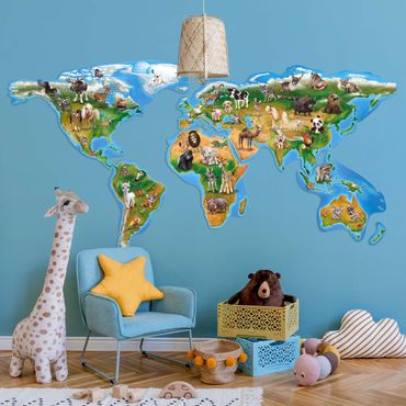 FOLDZILLA 3D World Map - Animal Club International - Cardboard worldmap with animals