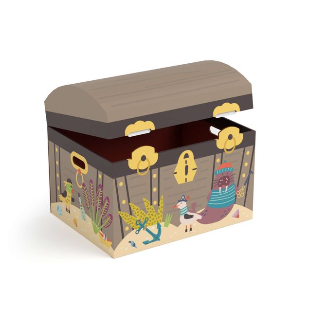 kid's birthday party Pirate treasure chest for colouring